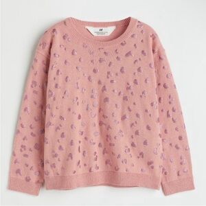 H&M GIRLS SWEATER WITH GLITTER HEARTS